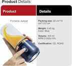 Regalosonline Portable Blender - 10 Oz Smoothie USB Charge Mini Blender BPA Free for Shakes and Smoothies with 6 Blades