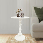 Small Round Side Table - Retro Metal Pedestal End Table for Living Room, Bedroom, Sofa & Small Spaces, 15.7'' ×20.5'' (White)
