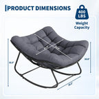 Garvee Outdoor Rocking Chair, Oversized Papasan Chair with Cushion | Metal & PE Rattan Frame, 400LBS Capacity, Ideal for Patio, Garden or Living Room, Gentle 30° Rocking Comfort