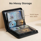 CD DVD Blu-ray Storage Binder with Handles, PU Leather Corver | Holds 200 Discs + 100 Booklet Pockets, for DVD/Blu-ray/Music CDs/Audio Disks, Portable Organizer
