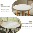 SIMTONAL 31.5" Round Dining Table, Space-Saving Small Dining Table for 2-4 People with Wood Grain Tabletop and Geometric Pedestal Base, Modern Farmhouse Table for Small Spaces, Apartment,White