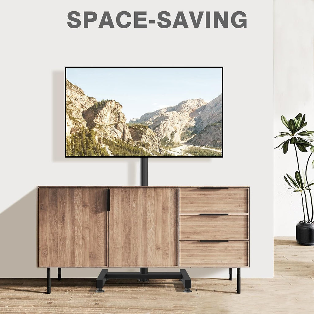 TVON TV Floor Stand for 13-50 inch LCD LED Flat/Curved Panel Screen TVs up to 44 lbs, Height Adjustable TV Stand Mount with VESA 200x200, Portable TV Stand for Bedroom, Dorm Room, Office | Tilting and Rotating Mount, Portrait to Landscape, Height