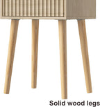 LAATOOREE Nightstand Set of 2, Small Bed Side Table with Fluted Door, End Table with Solid Wood Legs, Mid-Century Bedside Table for Bedroom Small Space