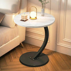C Shaped End Table for Couchs, Couch Tables That Slide Under, Couch Side Table for Laptop, Suitable for Living Room, Bedroom and Small Spaces,White