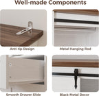 IRONCK Armoire Wardrobe Closet with 4 Drawers, Sliding Barn Doors, White