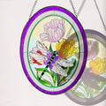 Stained Glass Window Hanging Dragonfly Suncatchers 10 Inch Glass Panel Sun Catchers Indoor Window Wall Art, Stained Glass Dragonfly Light Catchers for Windows Handmade Glass Art Gift