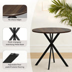 31.5" Round Dining Table and Chairs Set for 2, Small Dining Table Chairs Set Space-Saving, Small Dinette Sets for 2 for Kitchen Dining Room Apartment(Walnut Table + Brown Chairs)