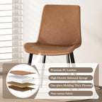 PU Leather Dining Chairs Set of 8, Modern Upholstered Dinner Chairs with Sturdy Metal Legs and Comfort Backrest for Home Kitchen, Living Room, Accent Side Chairs (Rustic Brown)