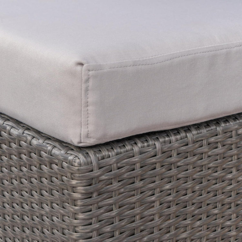 Hassyee PE Rattan Grey Patio Ottoman with Thick Cushions for Poolside, Lawn, Outdoor Square Foot Stool with Iron Frame for Living Room, Garden, Backyard, Classic Footrest