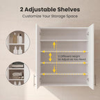24 x 33 Inch Wall Cabinet Set of 2, Kitchen Wall Mounted Wooden Storage Cabinet, Double Door Cabinet with Soft Close, Metal Handle, Adjustable Shelf for Kitchen Laundry Bathroom Garage, White
