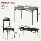 Garvee Dining Table Set for 4, Kitchen Table with Upholstered Bench and 2 Chairs, 4-Piece Wooden Dining Table Set for Apartment, Dining Room, Small Space, Gray