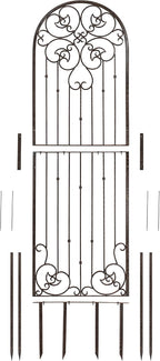 H Potter Outdoor Metal Wall Art Decor or Trellis for Climbing Plants Garden Panel Roses Vines Privacy Includes Brackets for Hanging X Large with 4 Mounts