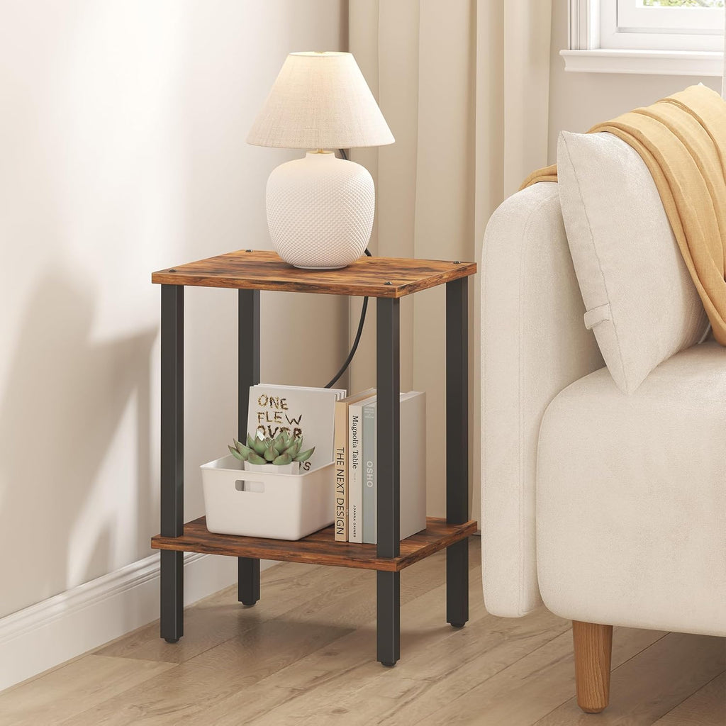 TUTOTAK End Table, Set of 2, Side Table, Nightstand, 2-Tier Storage Shelf, Sofa Table for Small Space, Living Room, Bed Room TB01BB035