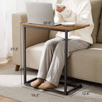 Side Table for Couch, C Shape End Table with Metal Frame, Adjustable Feet Height and Spacious Tabletop Surface Design, Save Valuable Space and Built to Last for Small Space, Bedroom