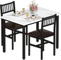 AWQM 3 Piece Dining Table, Small Kitchen Table Set for 2 with Chairs(White) | Wood Breakfast Nook Table and Upholstered Chairs Set of 2,Dinette Set for Small Space,Dining Room,Office, Apartment.
