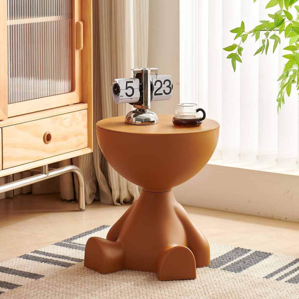 Circle Side Table, Round Modern End Table, Waterproof & Durable, Small Coffee Table for Living Room, Bedroom, Bedside, Versatile Accent Table - Orange