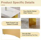 71" Dining Table Set for 6, White Faux Marble Dining Room Table Set for 6 with PU Leather Chairs and Gold Metal Legs, Easy Clean Kitchen Dining Set
