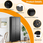STANI 74.8" H Tall Kitchen Cabinet, Black Metal Pantry Storage Cabinet, 4 Adjustable Shelves, Kitchen Pantry Storage for Dining Room, Living Room, Bathroom 74.8" H x 15.7" D x 31.5" W