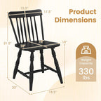 Giantex Black Windsor Dining Chairs Set of 4, Farmhouse Rubber Wood Kitchen Chairs with Turned Legs, Curved Spindle Back & Contoured Sat, Wooden Dining Room Chair for Living Room Restaurant