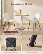 VASAGLE Dining Chairs Set of 4, Upholstered Kitchen Chairs, Synthetic Leather, Max. Load 264 lb, Steel Legs, Curved Backrest, for Dining Room, Cloud White and Ink Black ULDC090WH02-2J