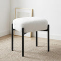 Vanity Stool Chair Faux Fur, 16.3" L x 12.8" W x 17.3" H Soft Ottoman, Makeup Chair Bench Furry Padded Seat with 4 Metal Legs, Footstool Multifunctional Chairs for Bedroom, Living Room, White