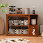 Gdrasuya10 Wooden Countertop Storage Cabinet Kitchen Small Pantry, Kitchen Countertop Organization Storage Shelf Pantry with Door Tabletop Countertop Spice Rack for Dishs, Cups, Bowls