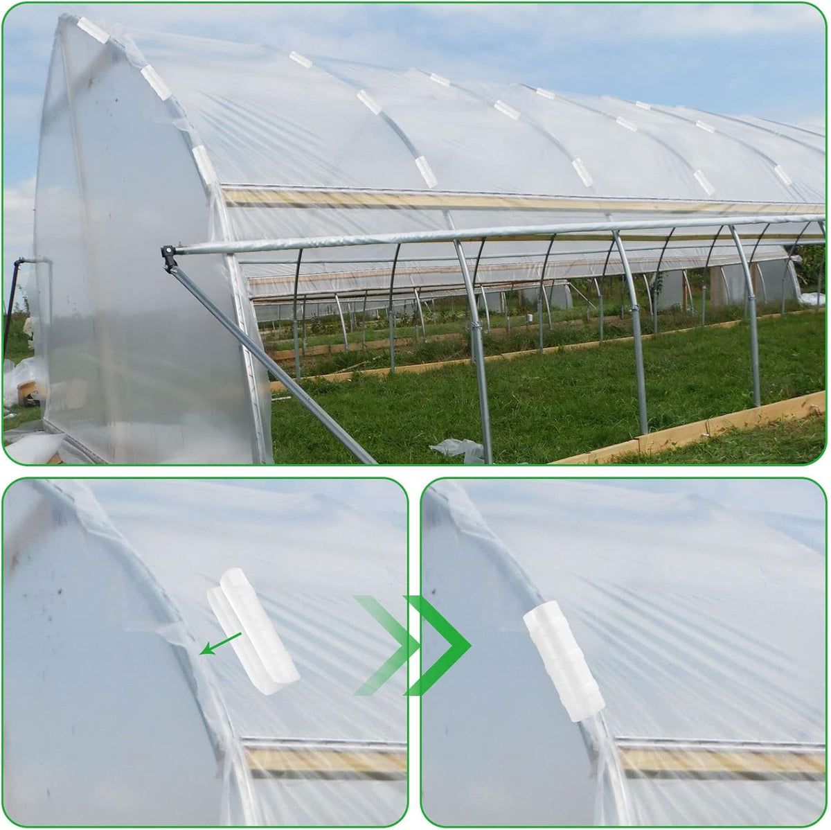 50 PCS 1 inch Greenhouse Clamps Clips White ABS Snap Clamp Tube Clip Garden Buildings Tube Clip for Greenhouse Film, Sunshade Nets, Frame Shelters (Inner dia: 1 in & Outer dia: 1.26 in)