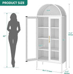 YITAHOME 71" Arched Glass Display Cabinet, Tall Metal Storage Cabinet with Adjustable Shelves and Glass Doors, White