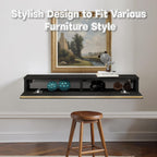 Floating Solid Wood Console Table, 32'' Wall Mounted Narrow Entryway Table with Storage Shelf, Modern Couch Shelves Small Entry Way Tables for Entryway, Front Hall, Hallway (Black)