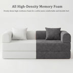 Futon Sofa Bed Modular Loveseat Sleeper Folding Pull Out Couch with Pillows, No Assembly Required Couch for Living Room Bedroom Guest Room (Grey, 59.06" Loveseat Sofa)