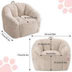 Vipbear Cat Paw Bean Bag Chair with Air-Cushion, Oversized Sofa Chair Khaki | 39", air-cushion filling, cat paw Pocket, carry handle, oversized firm support, ergonomic, plush faux fur, gaming, reading