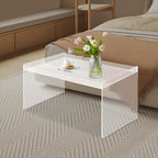 Modern Acrylic Table Clear, Rectangle Acrylic Side Table Furniture, Modern Tea Table 31.5 * 19.7 * 15.7in for Living Room, Office Reception and Bedroom(Clear)