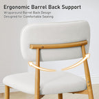 weselon Mid-Century Modern Dining Chairs Set of 4, Upholstered Velvet Dining Room Chairs with Ergonomic Curved Backrest, Wood Grain Metal Frame with Adjustable Feet (Natural Frame+Gray White Seat, 4)