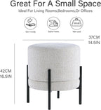 Get Set Style Multifunctional Ottoman with Side Table, Soft Round Footrest Stool,Vanity Stool with Metal Legs, Modern Decorative Furniture Vanity Chair for Makeup Room, Bedroom, Living Room
