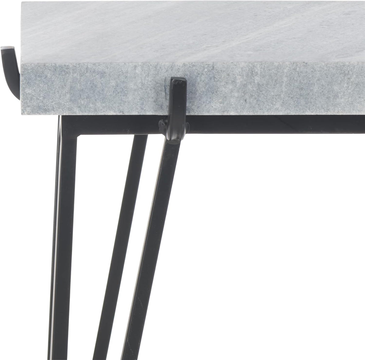 SAFAVIEH Home Collection - Rolf Accent Table, Rectangular Marble Side Table with Black Metal Legs, Fully Assembled (ACC3725A)