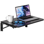 TEAMIX Wall Folding Table, Wall Mounted Floating Table Bedside Shelf for Small Space Bed Side Tray Storage, Foldable Space Saving Drop Leaf Desk for Bedroom, Living Room, Dorm 22''x15.7'' (Black)