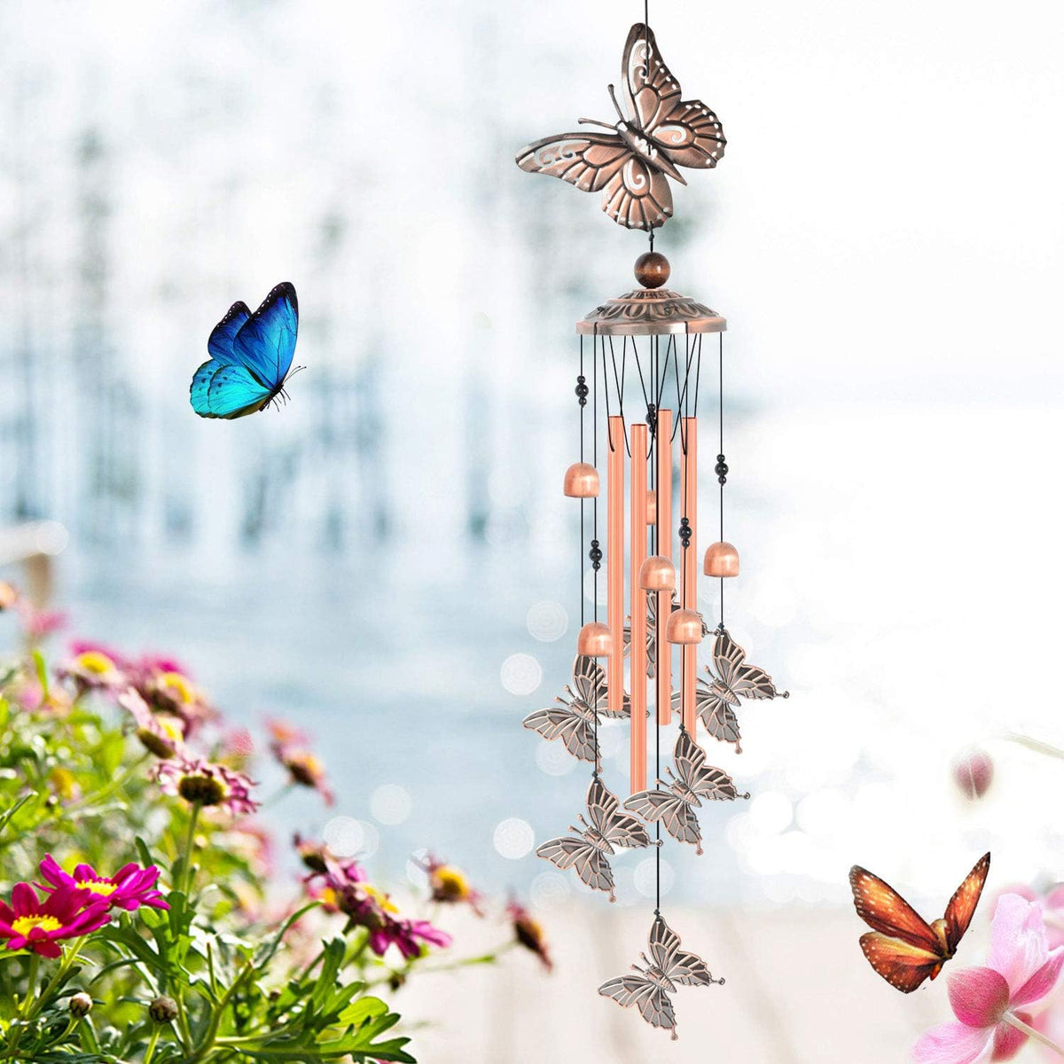 Butterfly Wind Chimes, Gift for Grandma,Birthday Gifts for mom for Daughter,Friend Gift, Aunt, Women,Gardening Decoration for Mother's Day,Christmas, Thanksgiving, Father's Day, Birthday
