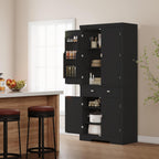 71.7 Inch Kitchen Pantry Cabinet,Freestanding High Cupboard Bathroom Storage Cabinet with 2 Drawer & Cabinets, 3 Adjustable Shelves, 6 Door Shelves,for Living Room, Kitchen Black