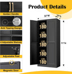 Steeloong 71"Metal Pantry Storage Cabinet with Doors & 4 Adjustable Shelves | Kitchen Pantry Cabinet,Black Kitchen Cabinet with 2 Gold Handles,Tall Cabinet for Livingroom,Pantry, Bathroom,Kitchen,Garage