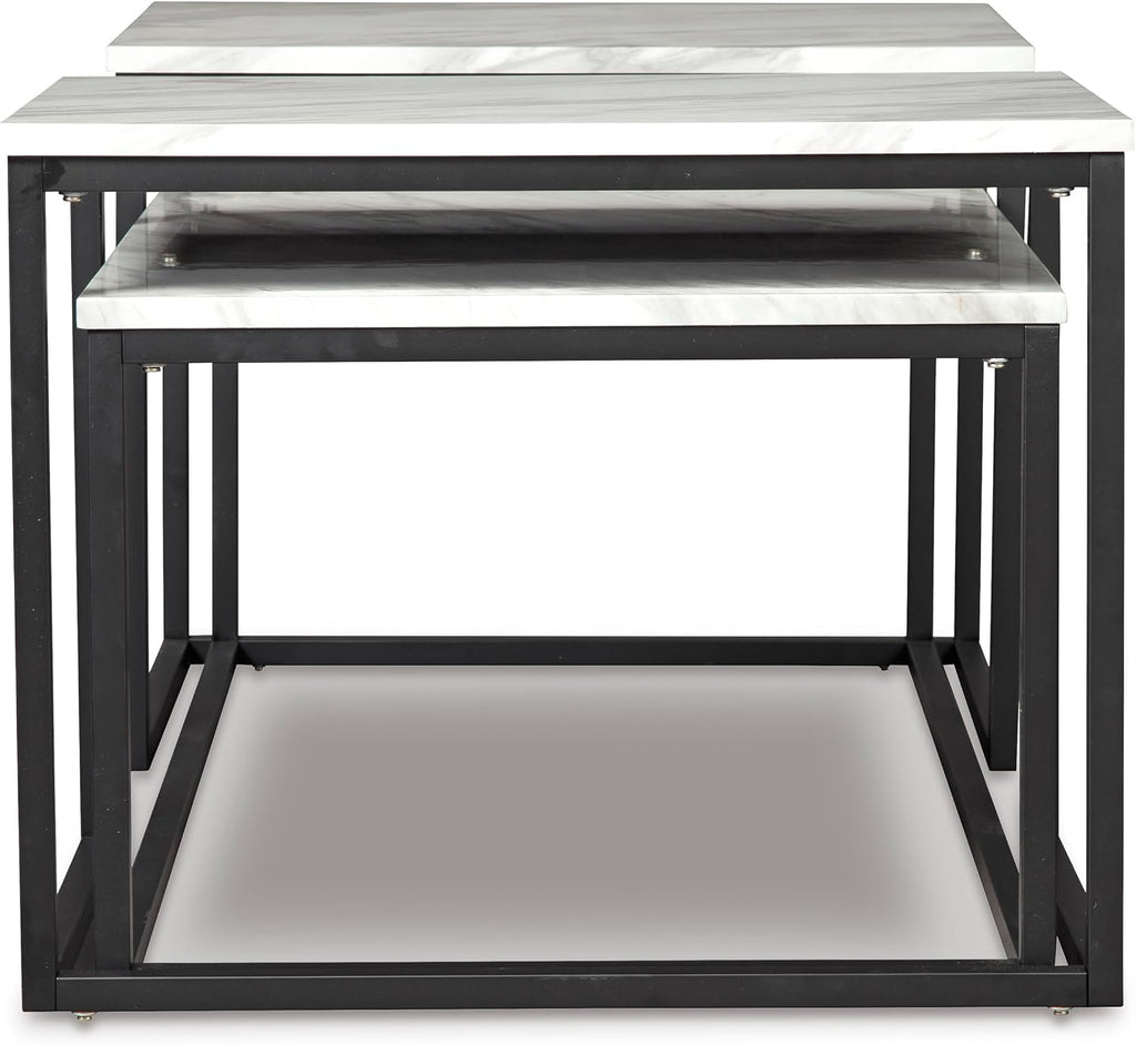 GTU Furniture Contemporary Engineered Wood Rectangular 3-Piece Coffee Table Set, Cocktail Table with 2 Matching End Tables, Gray/Black Finish for Living Room
