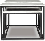 GTU Furniture Contemporary Engineered Wood Rectangular 3-Piece Coffee Table Set, Cocktail Table with 2 Matching End Tables, Gray/Black Finish for Living Room