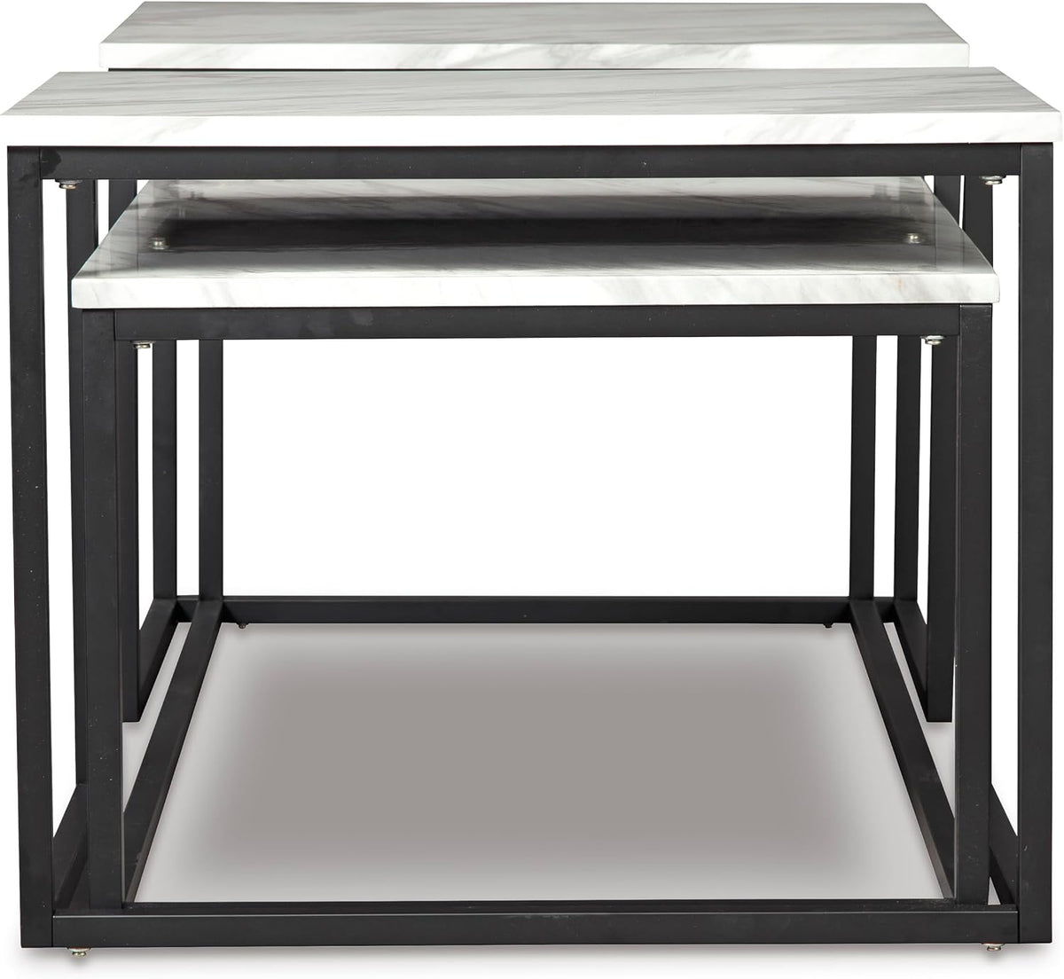 GTU Furniture Contemporary Engineered Wood Rectangular 3-Piece Coffee Table Set, Cocktail Table with 2 Matching End Tables, Gray/Black Finish for Living Room