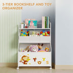 BBLIKE Toy Storage Organizer, Large Toy Box with Wheels for Boys and Girls | 15.8"x24.6"x 35.4", 3 Removable Fabric Toy Bins, Lockable Wheels, Stuffed Animal Organizer, Toy Chest Storage for Playroom