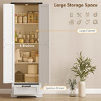 HOMCOM 71" Tall Kitchen Pantry Storage Cabinet Barn Doors Drawer White | Farmhouse, Adjustable Shelves, Freestanding Food Pantry Cabinet, for Kitchen, Dining Room