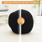 Pouf Ottoman Stuffed Round Modern Foam Filled Foot Rest Poufs for Living Room Chair Decorative 20 X 14 Inches Boho Relax Stool for Wedding Christmas Party, (Black, 20 Inch)
