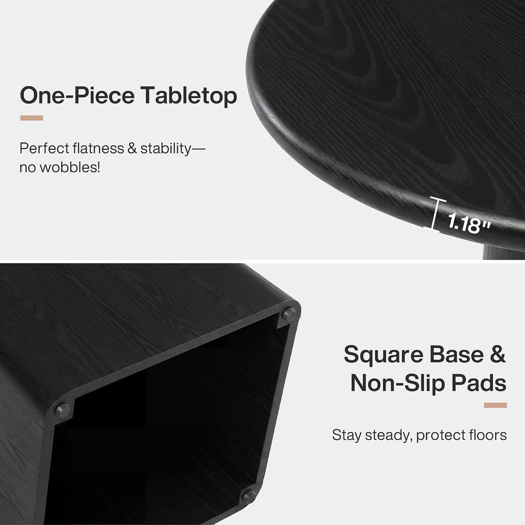 Tribesigns 31.5-Inch Round Dining Room Table for 2-4, Farmhouse Small Kitchen Dinner Table with Square Base for Dining Room Living Room, Black