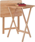 Winsome Alex Set of 2 Foldable Snack Tables, Natural, 26" | Easy to Store Small Portable Fold Up Table Set for Kitchen, Living Room TV Dining, Crafts, Puzzles, Work From Home