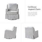 HULALA HOME Farmhouse Swivel Rocker Chair with Washable Slipcover, Navy