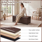 Homebeez 40" Faux Leather Storage Ottoman Bench, End of Bed Bench, Upholstered Bench with Storage for Living Room,Bedroom,Entryway (40" Brown)