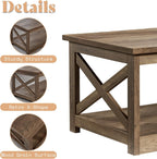AMERLIFE 3 Piece Farmhouse Living Room Coffee Table Set, Barnwood | Coffee Table & 2 End Tables with Charging Station and USB Ports, Farmhouse Style, Barn Door Design, Living Room Furniture